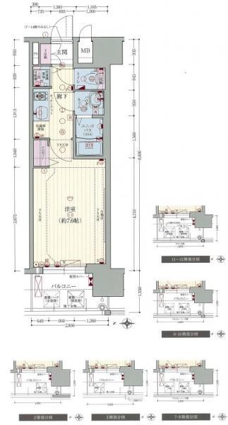 プレサンス松屋町駅前デュオ(1K/15階)の間取り写真