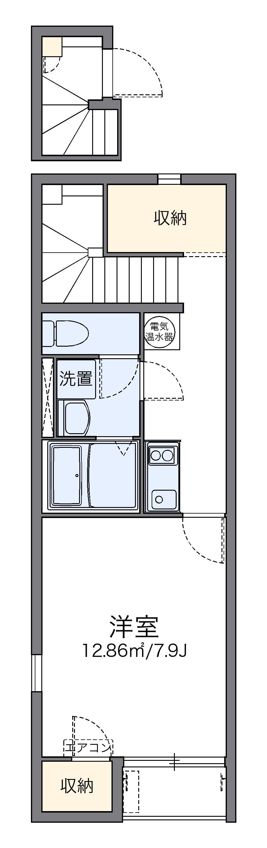 レオネクストグレイス中長尾(1K/2階)の間取り写真