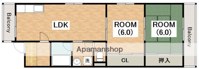 ラモードニシカワ2(2LDK/1階)の間取り写真