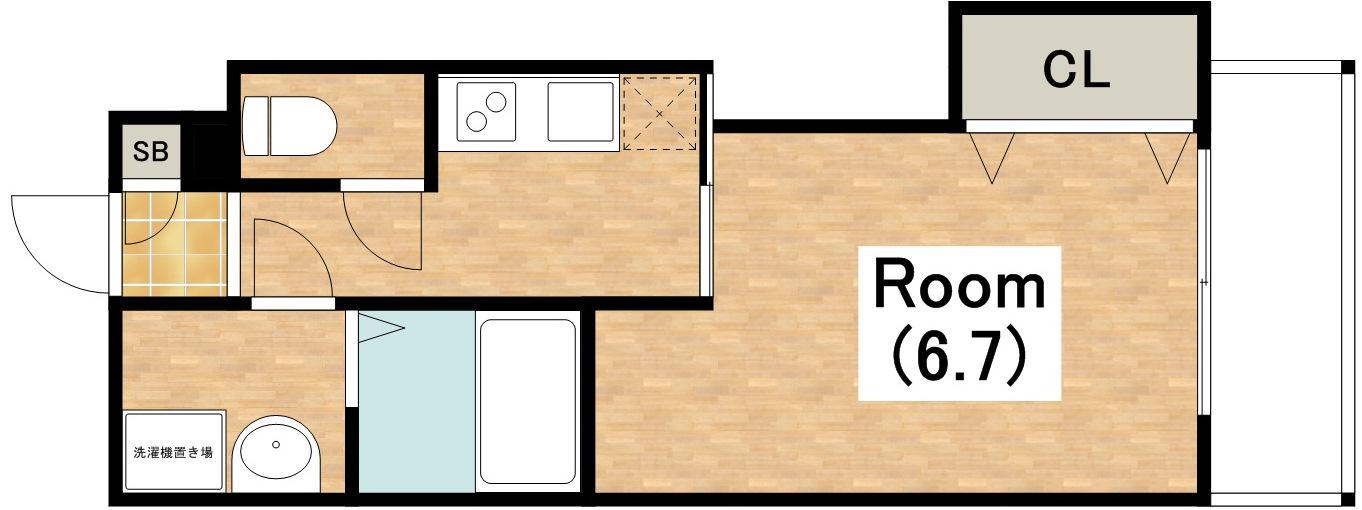 LUXE田辺(1K/7階)の間取り写真