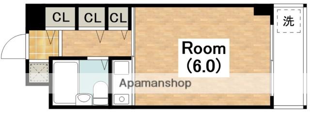 フラッツ加美西(ワンルーム/2階)の間取り写真