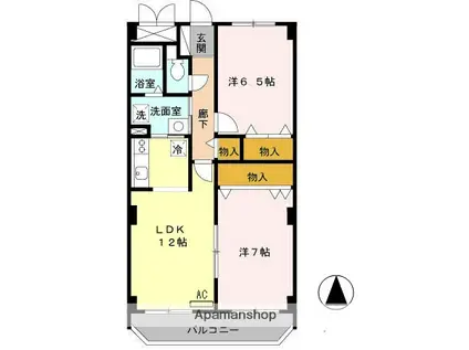 エルロード住吉7号館(2LDK/3階)の間取り写真