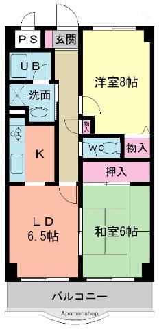 サンビレッジⅡ(2LDK/7階)の間取り写真