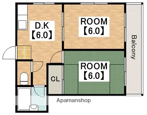 プレアール駒川Ⅱ(2DK/3階)の間取り写真