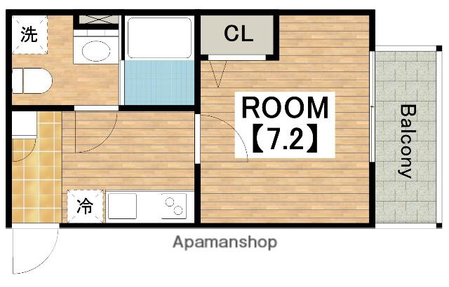 CRASTINE遠里小野(1K/2階)の間取り写真