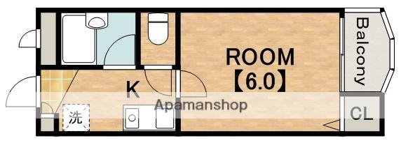 ホワイトヴィラ杉本(1K/3階)の間取り写真