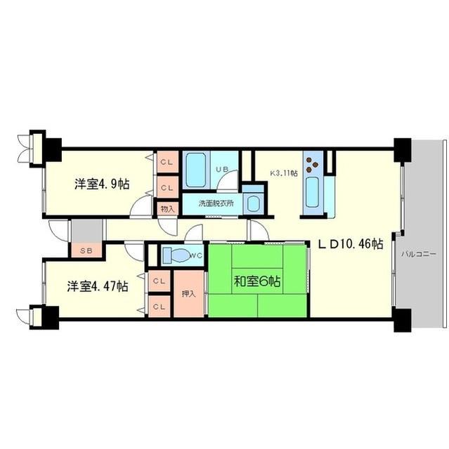 フロンティアタワー難波イースト(3LDK/9階)の間取り写真