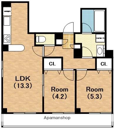 アーク美章園(2LDK/6階)の間取り写真