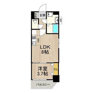 フロンティアタワー九条I(1LDK/6階)の間取り写真