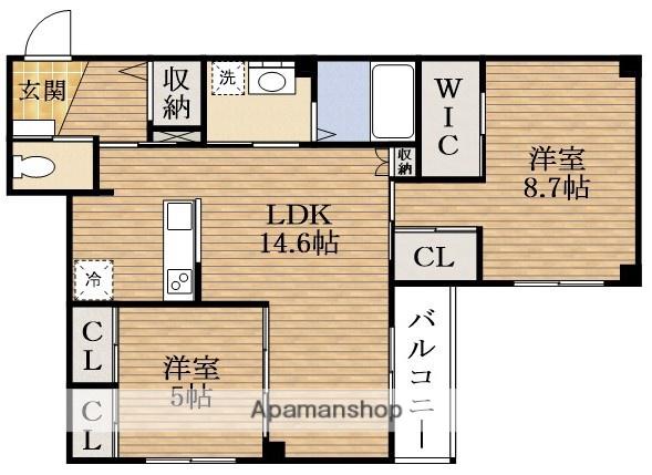 YU-PALACE桑津(2LDK/1階)の間取り写真