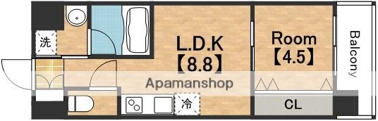 WARM天下茶屋(1LDK/2階)の間取り写真