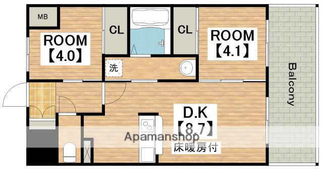 パラゴン勝山通(2DK/7階)の間取り写真
