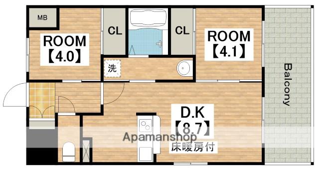 パラゴン勝山通(2DK/5階)の間取り写真