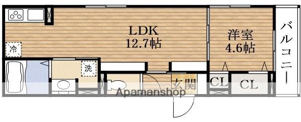 アパートメントYⅡ(1LDK/2階)の間取り写真