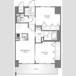 エステムコート難波サウスプレイス4パークグレイス(2DK/10階)の間取り写真