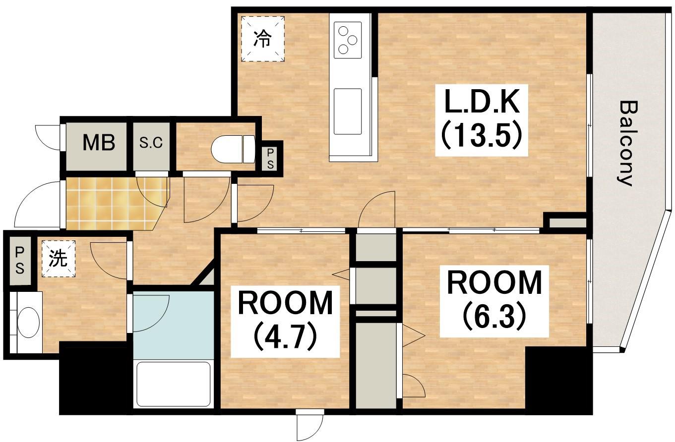 MAISON DE AZURE(2LDK/7階)の間取り写真