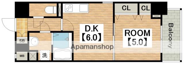リアライズ鶴橋東Ⅱ(1DK/4階)の間取り写真