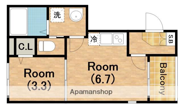 ハーモニーテラス小路東Ⅵ(1DK/1階)の間取り写真