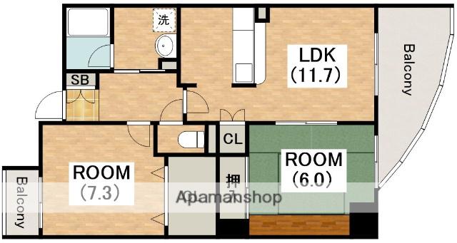 サンヴァレンティア(2LDK/3階)の間取り写真