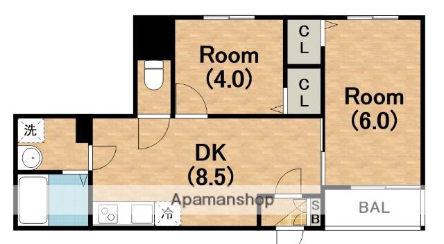 ホークシーム(2DK/1階)の間取り写真