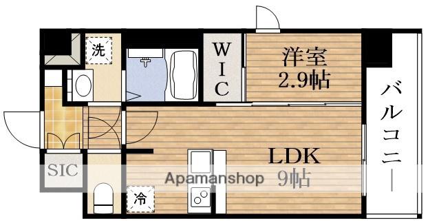 シャテーニュ上本町(1LDK/6階)の間取り写真
