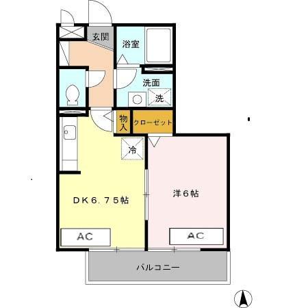 グランシャリオ2(1DK/1階)の間取り写真