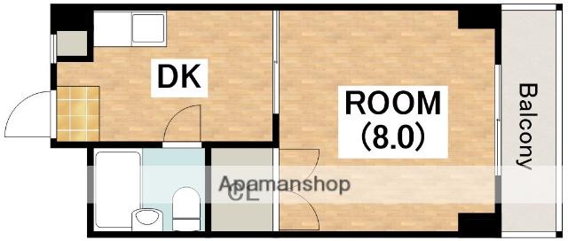 シャトー背戸口(1DK/2階)の間取り写真