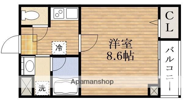 ソリティア桃谷(1K/3階)の間取り写真