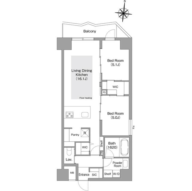コンフォリア・リヴ谷町四丁目(2LDK/9階)の間取り写真