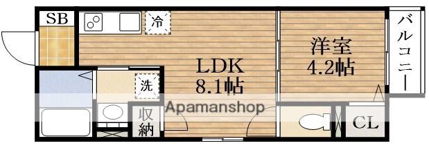 カーザ アヴァンティ南巽(1LDK/3階)の間取り写真