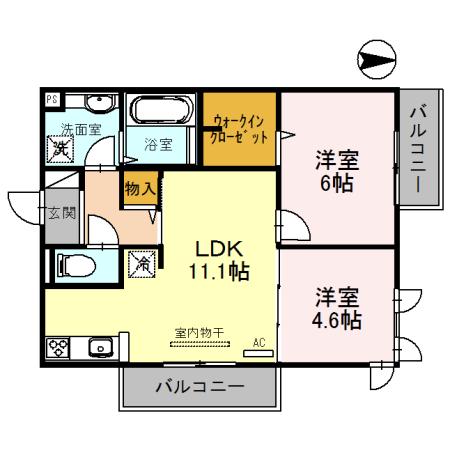 レオガーデン(2LDK/2階)の間取り写真