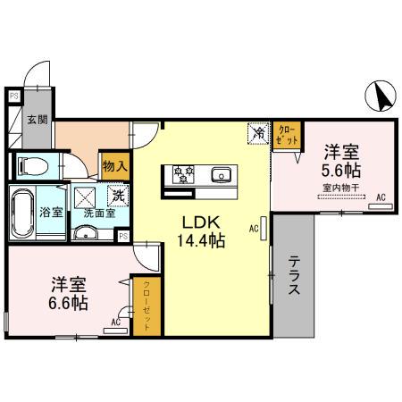 ラ メゾン ピック 緑ヶ丘(2LDK/1階)の間取り写真
