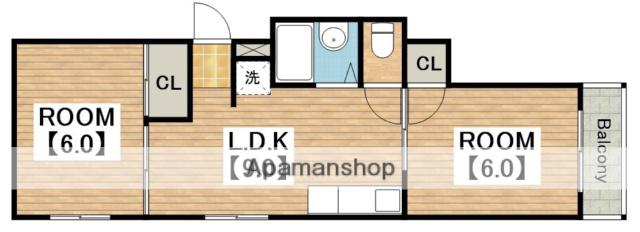 ハイツ富士(2DK/4階)の間取り写真