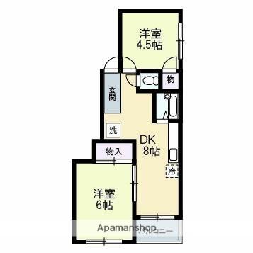 ハイツ富士(2DK/2階)の間取り写真