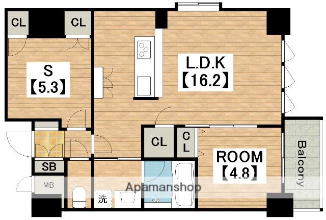 スプランディッド上本町ウエスト(1SLDK/15階)の間取り写真