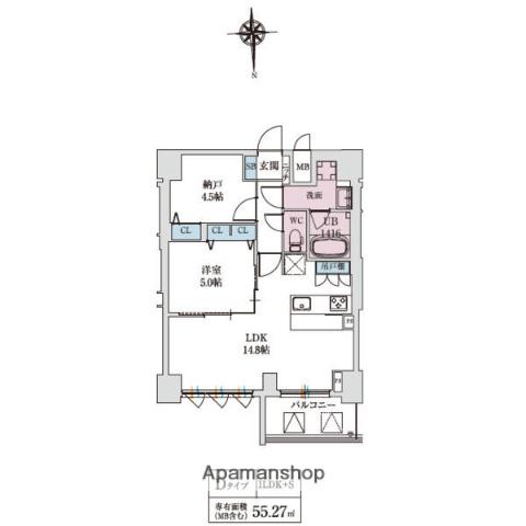 スプランディッド上本町ウエスト(1SLDK/2階)の間取り写真