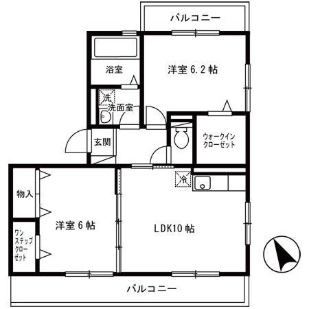 カトル中もずA棟(2LDK/3階)の間取り写真