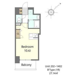 S-RESIDENCE堺ALTKLAS(ワンルーム/13階)の間取り写真