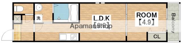 フジパレス遠里小野ウエスト(1LDK/2階)の間取り写真