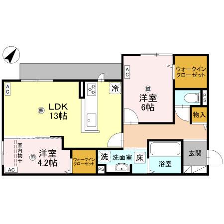 パサログランデ百舌鳥本町3丁(2LDK/1階)の間取り写真