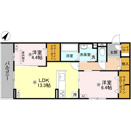 パサログランデ百舌鳥本町3丁(2LDK/3階)の間取り写真