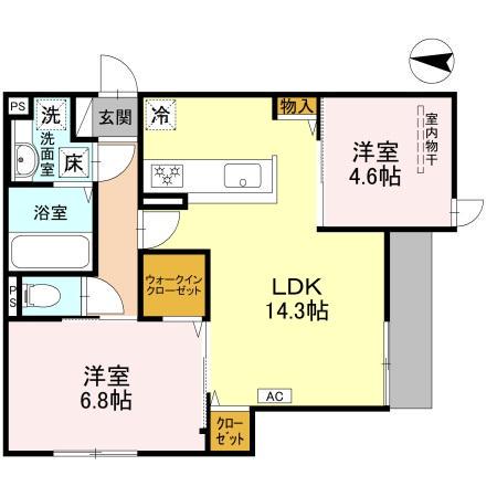 LIBERTY ISLAND(2LDK/1階)の間取り写真