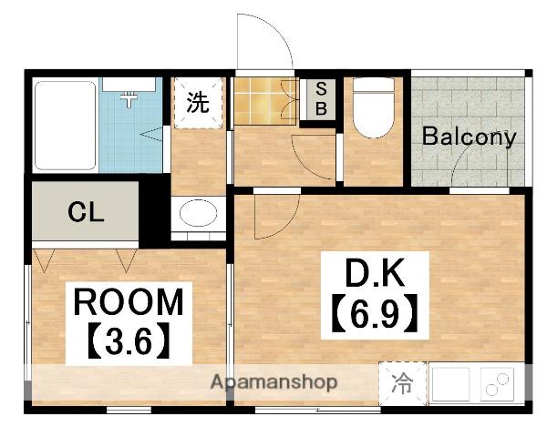 ハーモニーテラス林寺Ⅸ(1DK/3階)の間取り写真