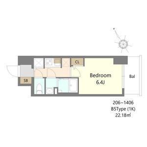 S-RESIDENCE堺湊駅前AZURE(1K/12階)の間取り写真
