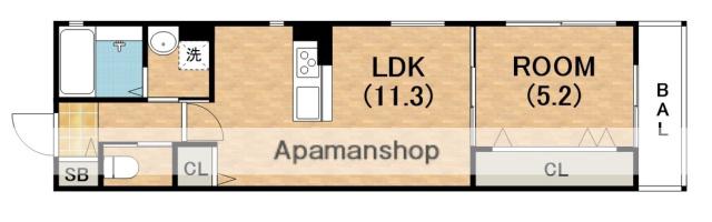 アイメゾン長居西(1LDK/3階)の間取り写真