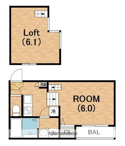 プレミアムテラスあびこ(ワンルーム/2階)の間取り写真