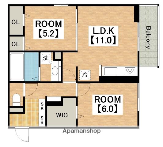 WISTERIA 三信(2LDK/1階)の間取り写真