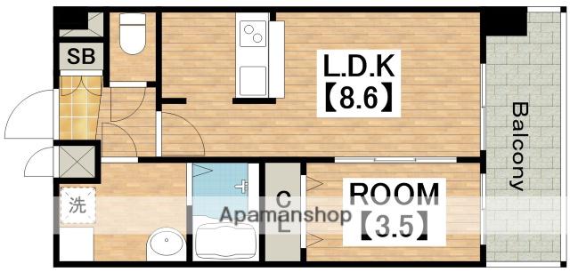 プレサンス天王寺ヴィヴァン(1LDK/8階)の間取り写真