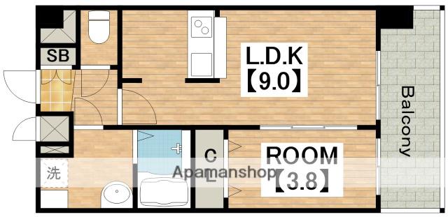 プレサンス天王寺ヴィヴァン(1LDK/9階)の間取り写真
