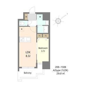 S-RESIDENCE堺BLAZE(1LDK/4階)の間取り写真